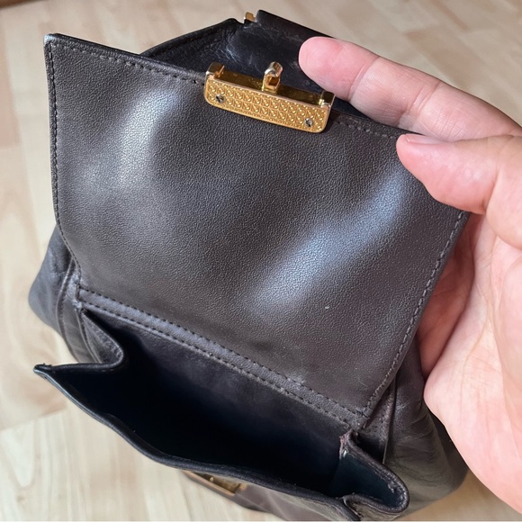 Rare Vintage Perlina New York Brown Leather Crossbody Bag